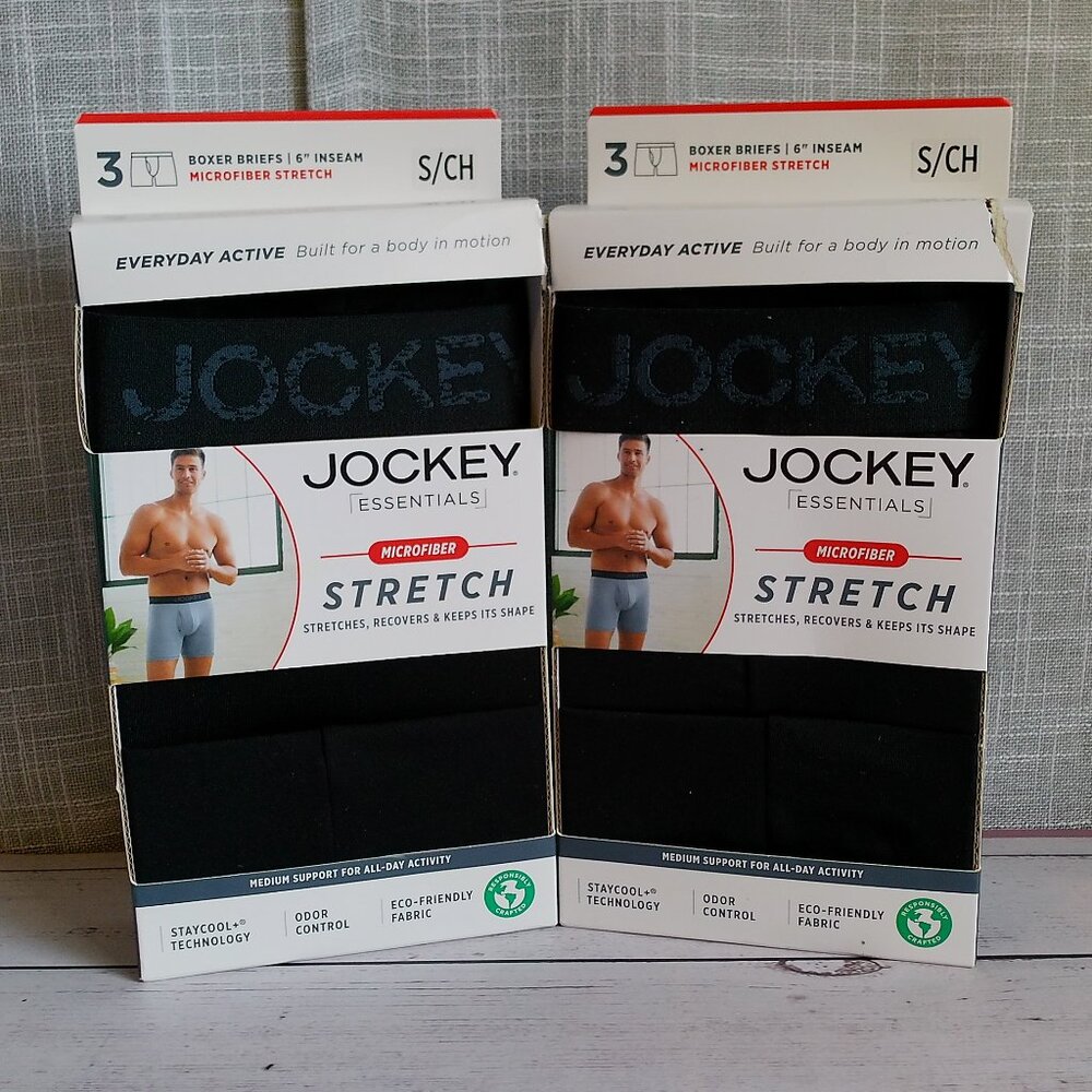 6 Pairs Jockey Essentials Microfiber Stretch Boxer Briefs, Size S